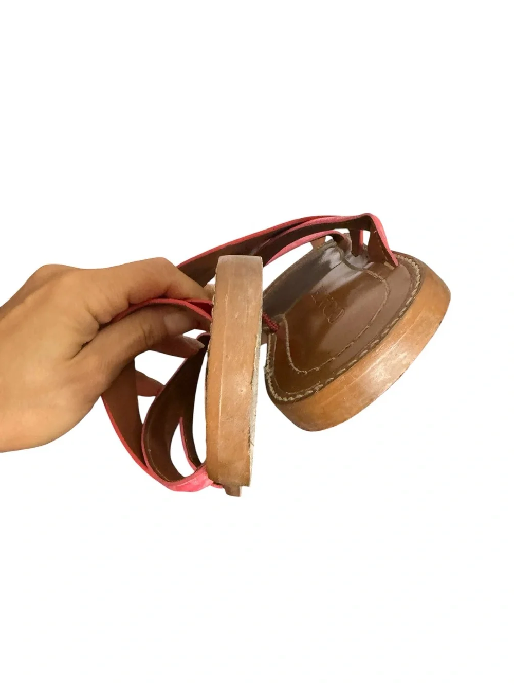Coach Pink Leather Harlan Crossover Sandals